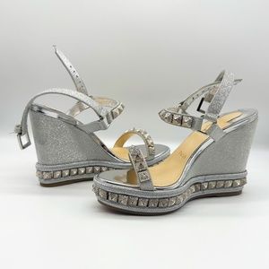 Super Sparkly, Silver Glitter Wedges